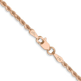 14K Rose Gold 10 inch 2mm Diamond-cut Rope with Lobster Clasp Anklet 016R