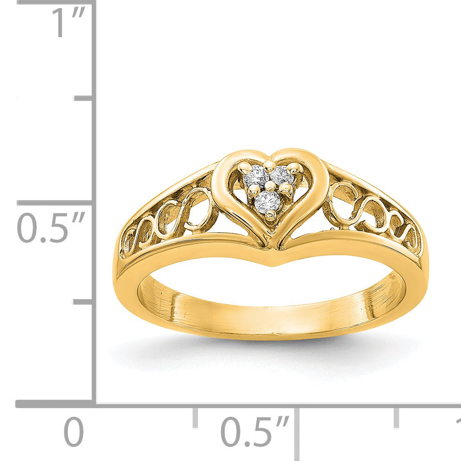 14k Polished 1/20 carat AAA Diamond Heart Ring Y1732AAA