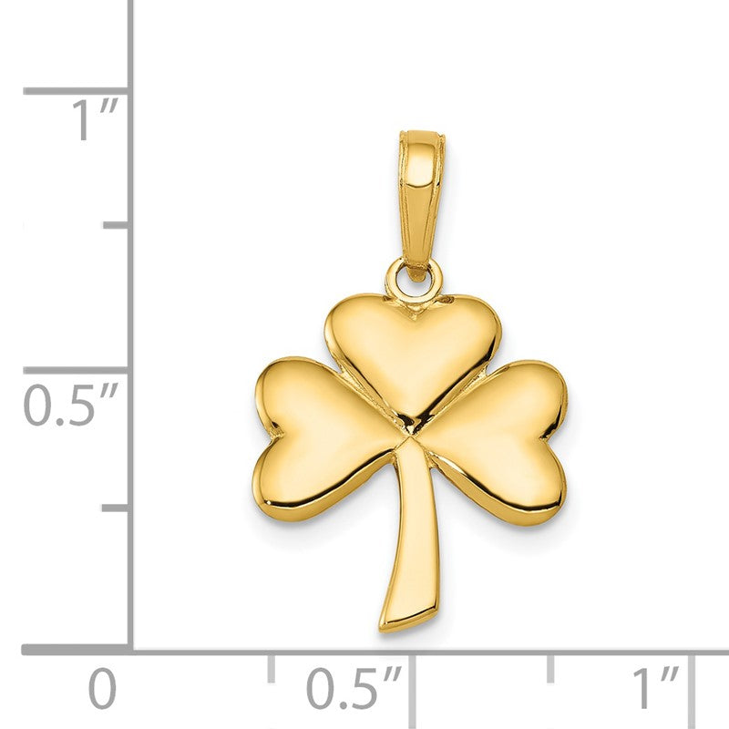 14k Polished Solid Shamrock Pendant C2197