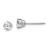Inverness 14k White Gold 5mm Square CZ Post Piercing Earrings 139E