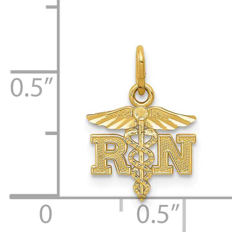 14k Diamond-cut Polished RN Registered Nurse Pendant K6117