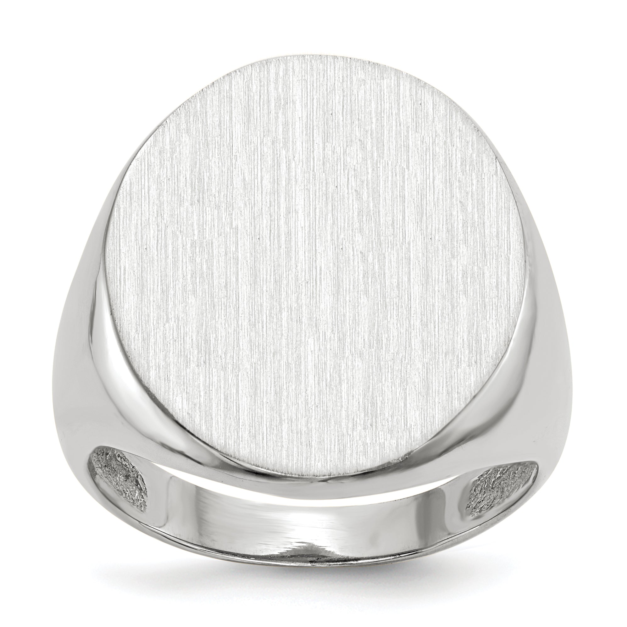 14k White Gold 17.0x20.5mm Closed Back Mens Signet Ring RS552
