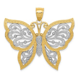 14k and White Rhodium Diamond-cut Butterfly Pendant K3238