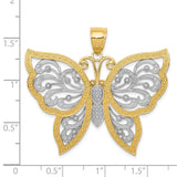 14k and White Rhodium Diamond-cut Butterfly Pendant K3238