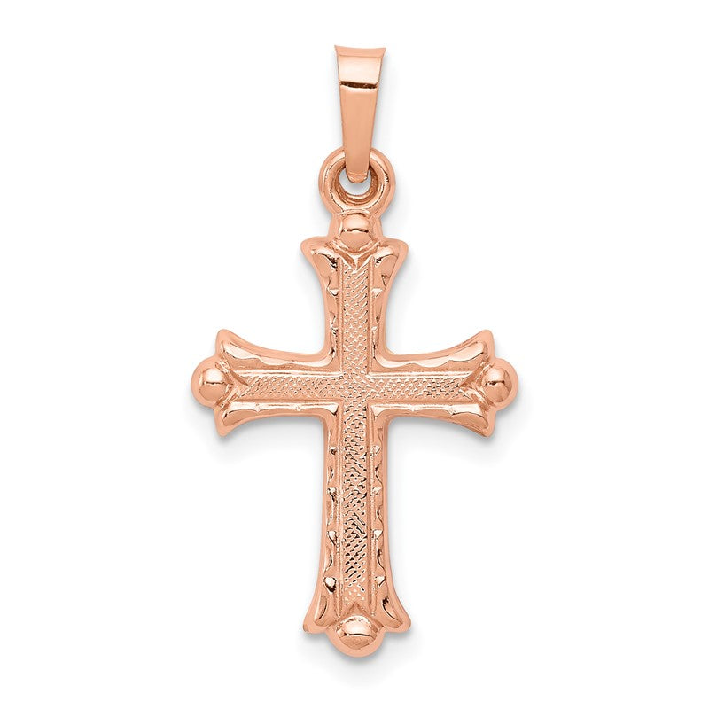 14k Rose Gold Heart Hollow Cross Pendant XR1228