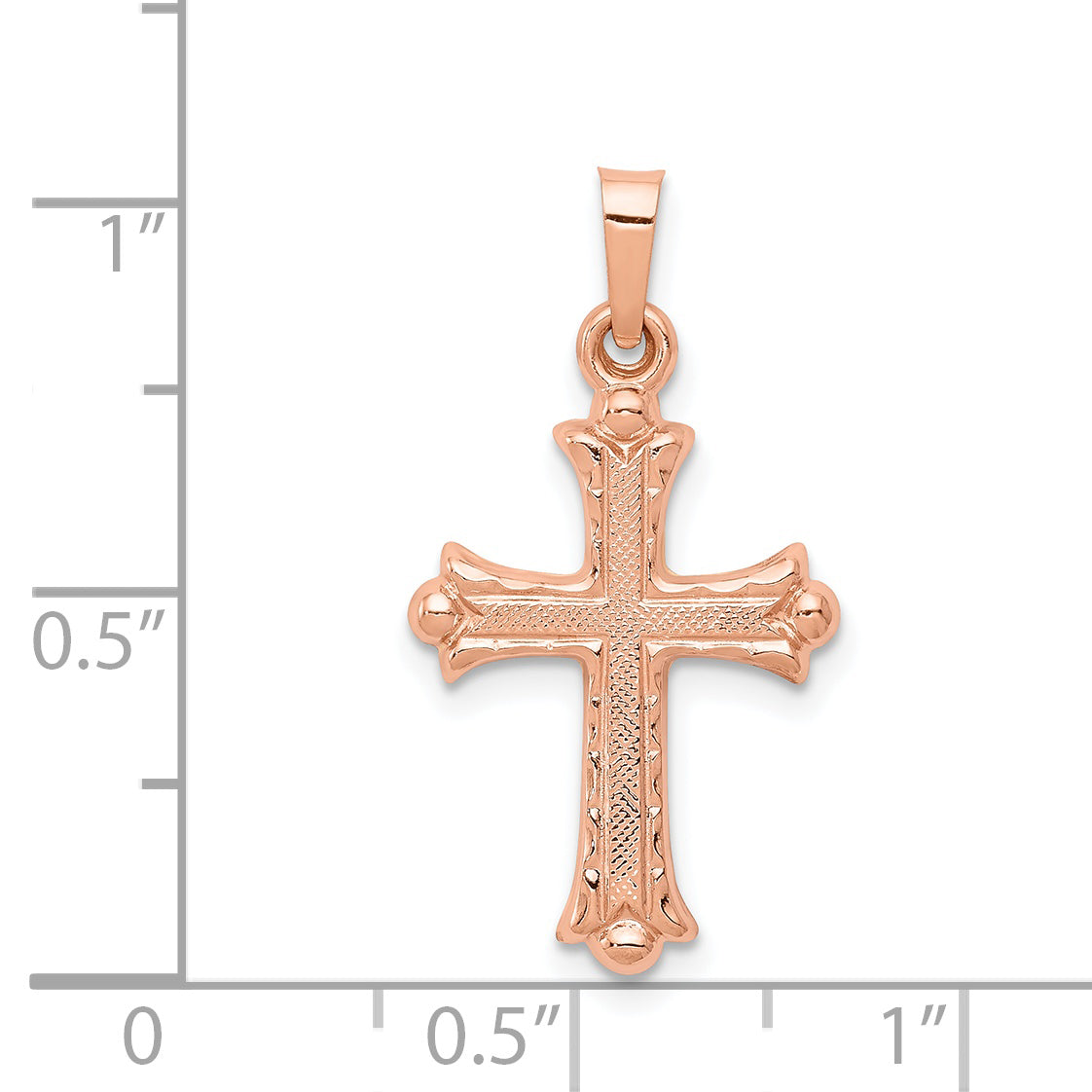 14k Rose Gold Heart Hollow Cross Pendant XR1228