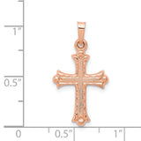 14k Rose Gold Heart Hollow Cross Pendant XR1228