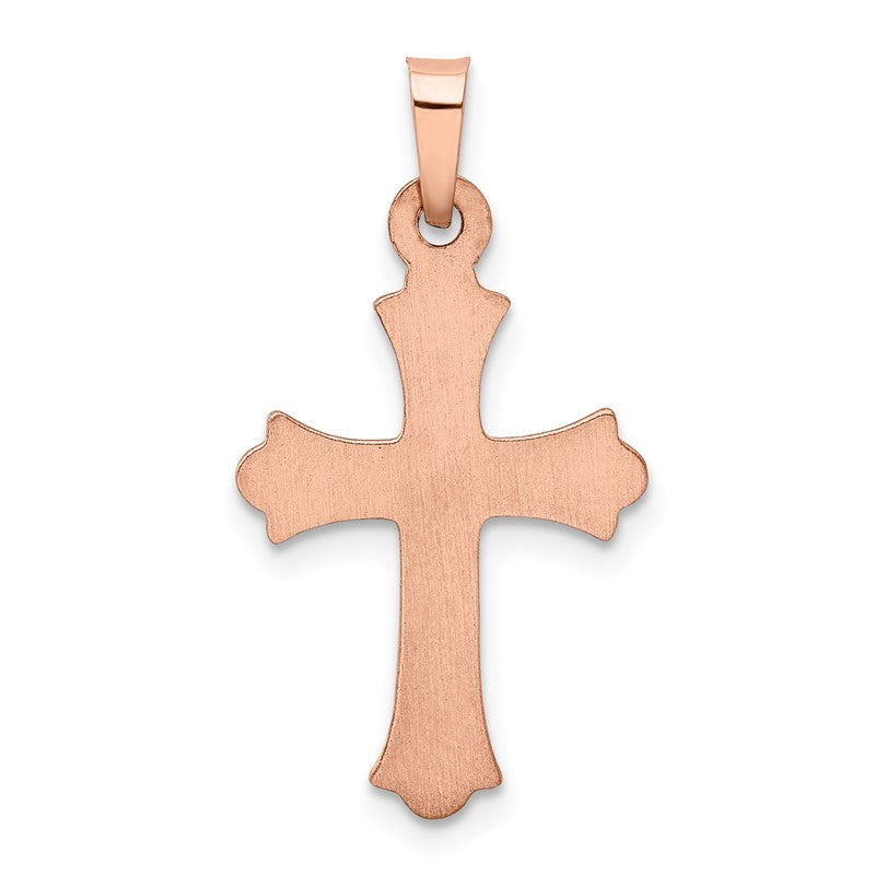 14k Rose Gold Heart Hollow Cross Pendant XR1228