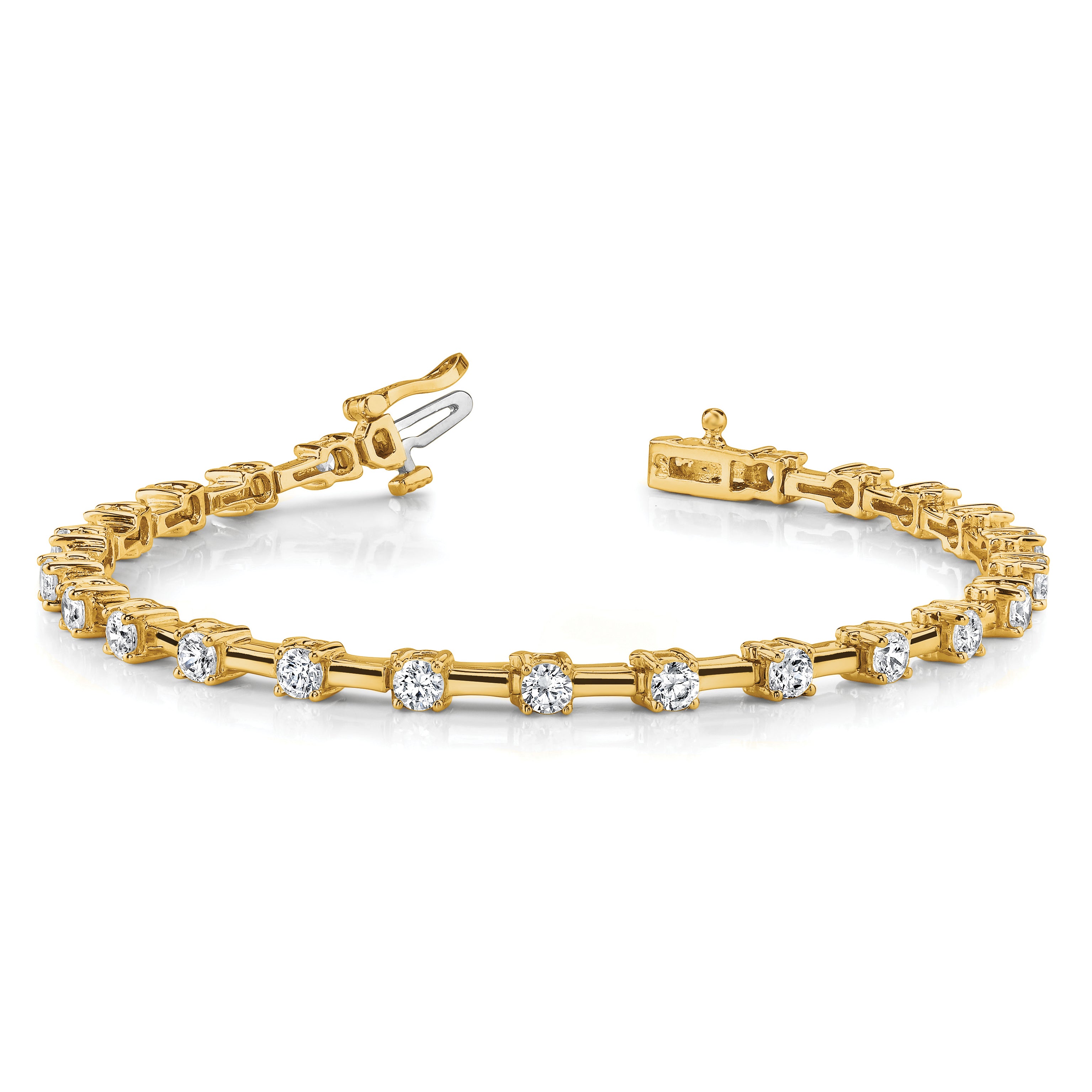 14k Complete 2 carat Round A Diamond Bar Link 7 inch Tennis Bracelet X636A