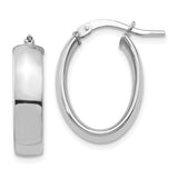 14k White Gold 5x20mm High Polished Oval Tube Hoop Earrings TF1406W