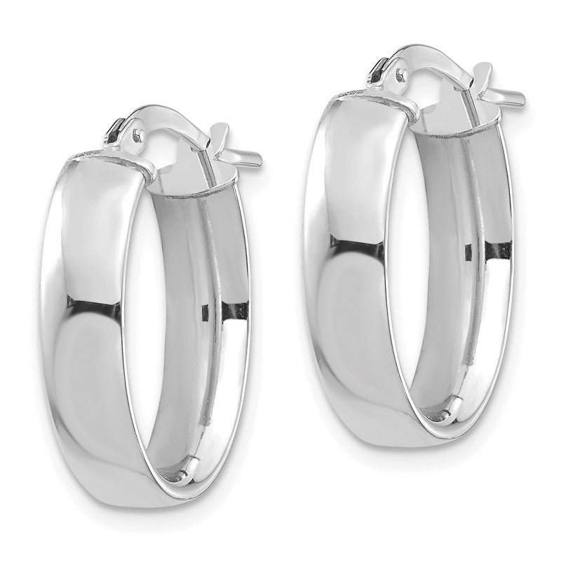14k White Gold 5x20mm High Polished Oval Tube Hoop Earrings TF1406W
