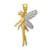 14k and White Rhodium Diamond-cut Fairy Pendant D4450