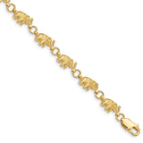 14k Polished and Textured Elephant 7 inch Bracelet FB397