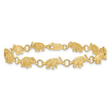 14k Polished and Textured Elephant 7 inch Bracelet FB397