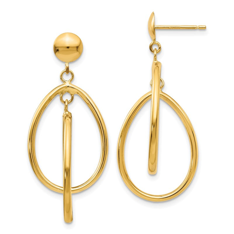 14k Polished Teardrop Dangle Post Earrings E780