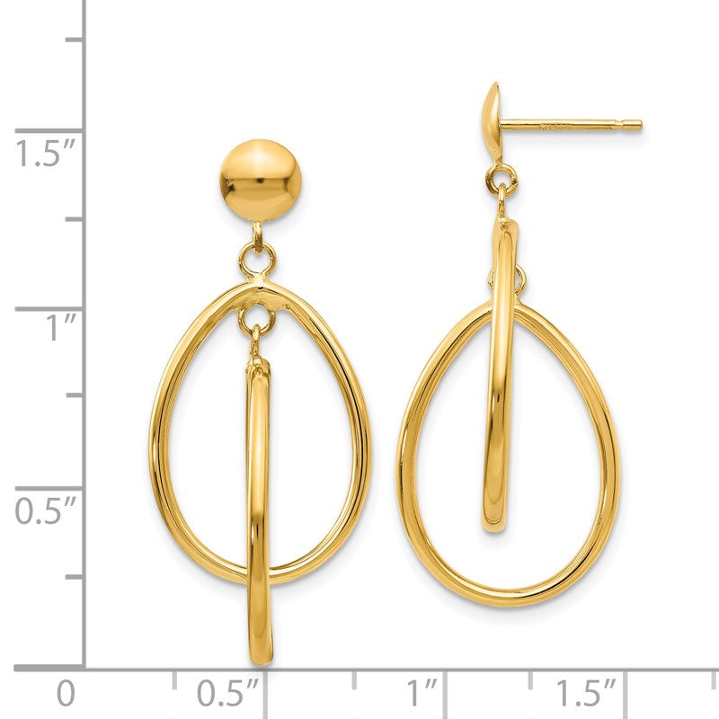 14k Polished Teardrop Dangle Post Earrings E780