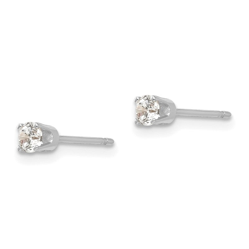 14k White Gold 3mm Round CZ Stud Earrings XD3WCZ