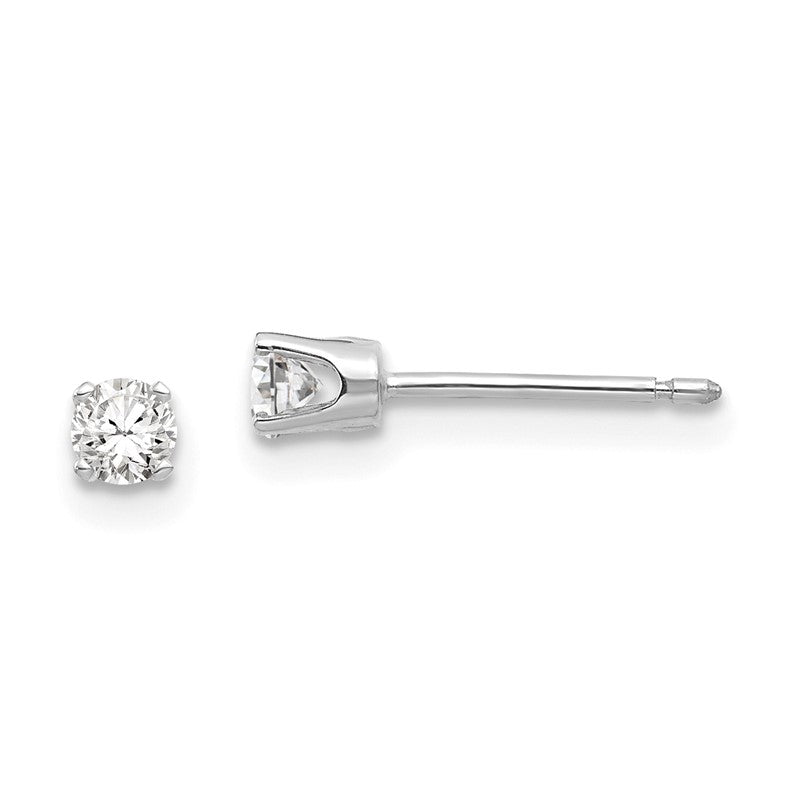 14k White Gold 3mm Round CZ Stud Earrings XD3WCZ
