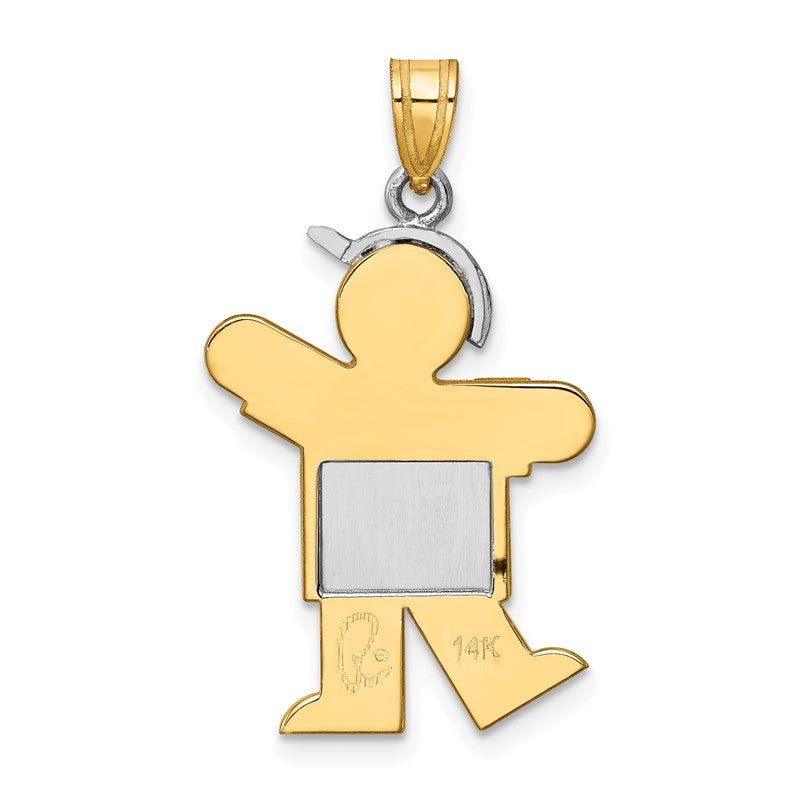 14k Two-tone The Kids Medium Boy with Hat on Left Engravable Kiss Charm XK415