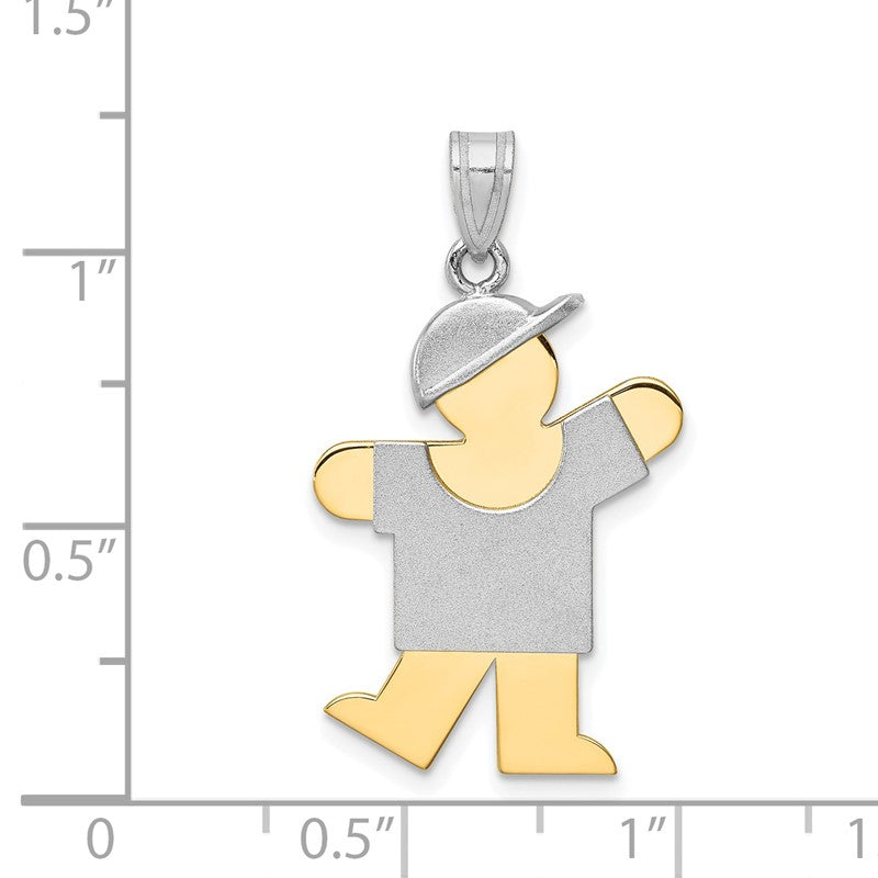 14k Two-tone The Kids Medium Boy with Hat on Left Engravable Kiss Charm XK415