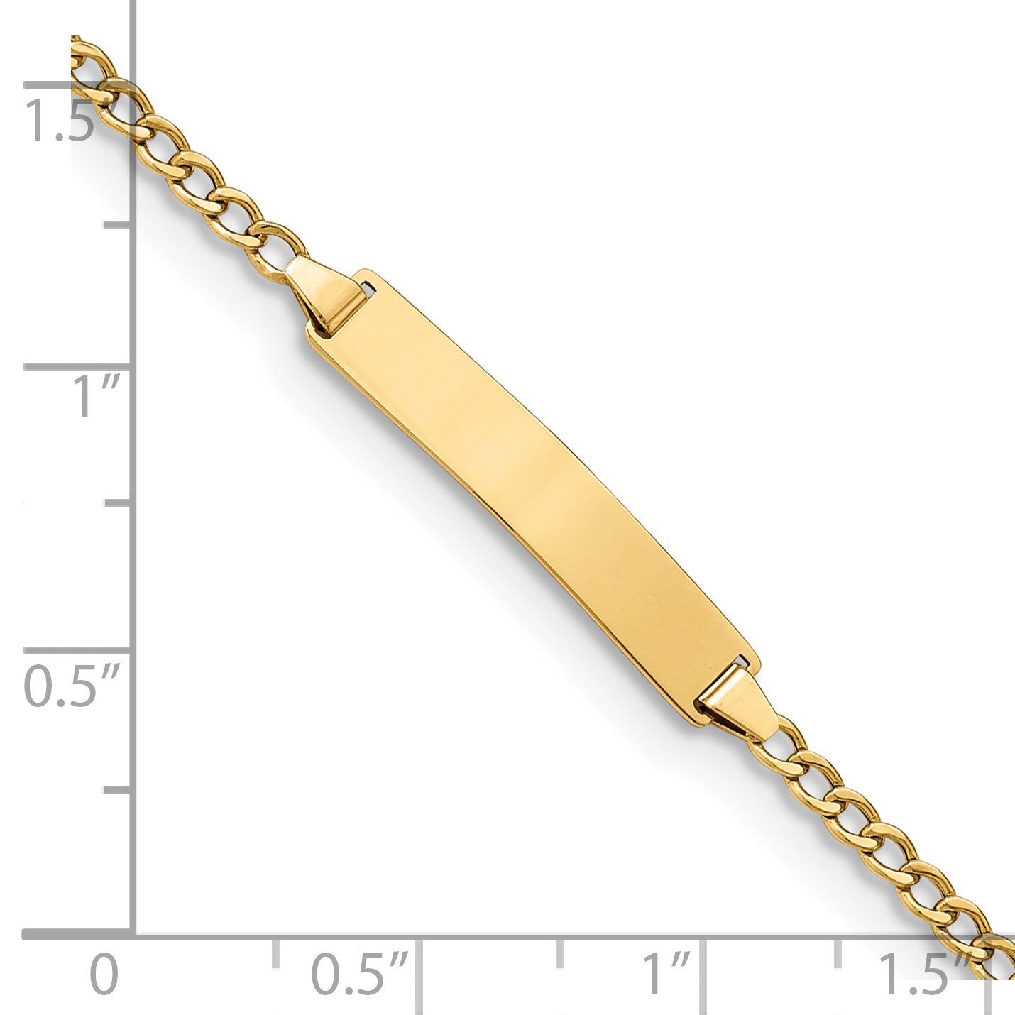 14k Polished Semi-Solid Chain/Solid Plate Cuban Link 20x4.5mm Plate 5.5 inch Baby/Child ID Bracelet DCID132
