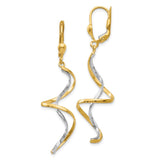 14k Two-tone Spiral Dangle Leverback Earrings H817