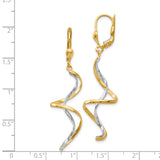 14k Two-tone Spiral Dangle Leverback Earrings H817
