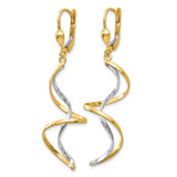 14k Two-tone Spiral Dangle Leverback Earrings H817