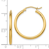 14k 2x25mm Polished Tube Hoop Earrings T915