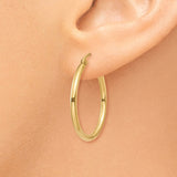 14k 2x25mm Polished Tube Hoop Earrings T915