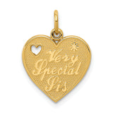 14k VERY SPECIAL SIS Heart Charm C1692