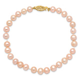 14k 5-6mm Pink Near-Round Freshwater Cultured Pearl 16 inch Necklace PPN050