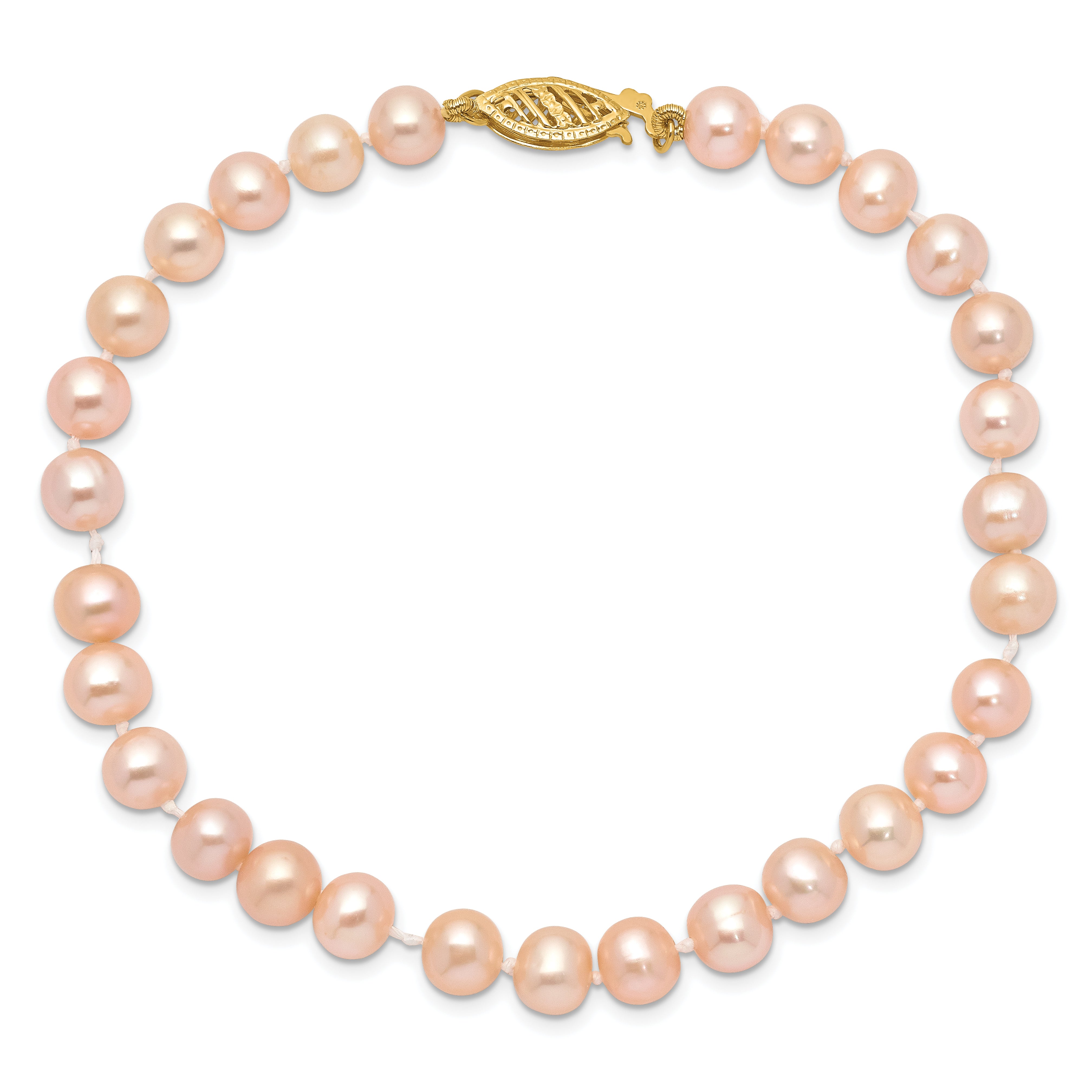 14k 5-6mm Pink Near-Round Freshwater Cultured Pearl 16 inch Necklace PPN050