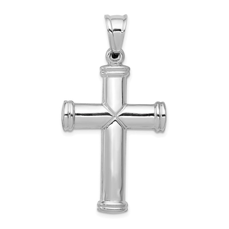14k White Gold Hollow Cross Pendant D3177