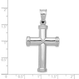 14k White Gold Hollow Cross Pendant D3177