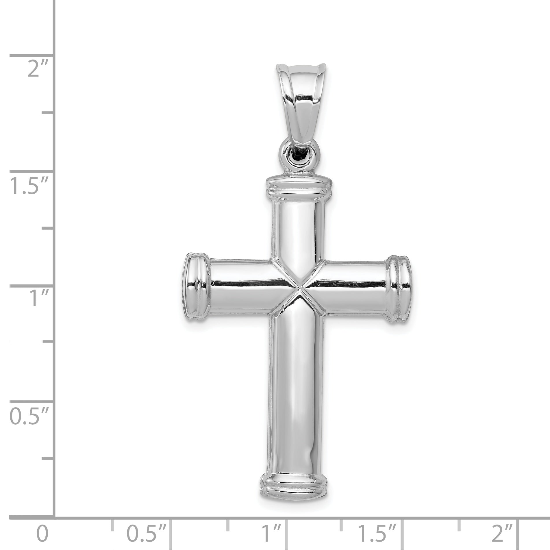14k White Gold Hollow Cross Pendant D3177