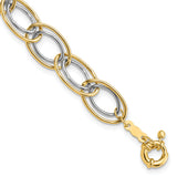 14k Two-tone 11mm Fancy Oval Link 7.5 inch Bracelet SF2314