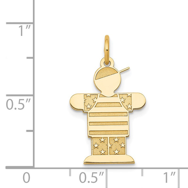 14k The Kids Small Stars and Stripes Boy Engravable Hugs Charm XK1124Y