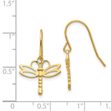 14k Polished Dragonfly Dangle French Hook Earrings TM748