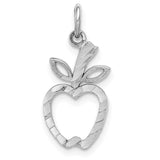14k White Gold Diamond-cut Apple Charm D1287