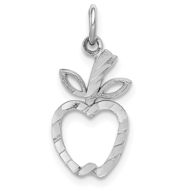 14k White Gold Diamond-cut Apple Charm D1287
