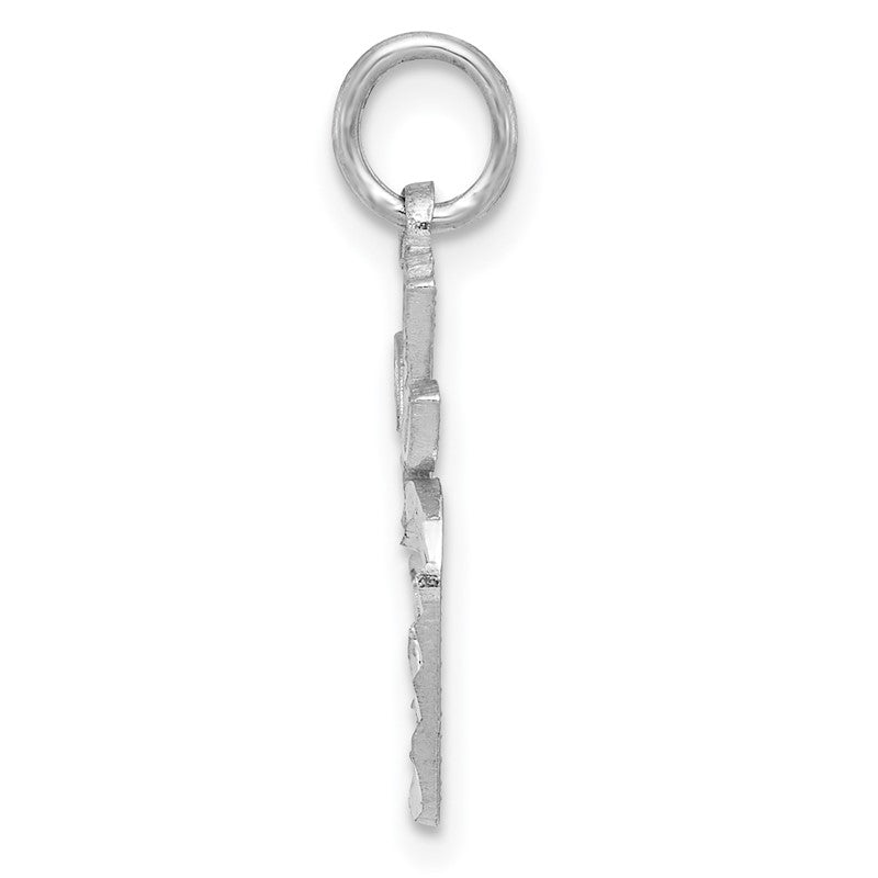 14k White Gold Diamond-cut Apple Charm D1287