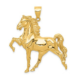 14k Large Solid Polished Open-Backed Horse Pendant C2410