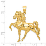 14k Large Solid Polished Open-Backed Horse Pendant C2410
