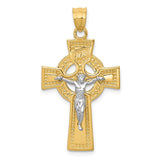 14k Two-tone INRI Celtic Crucifix Pendant C2024