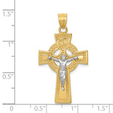 14k Two-tone INRI Celtic Crucifix Pendant C2024