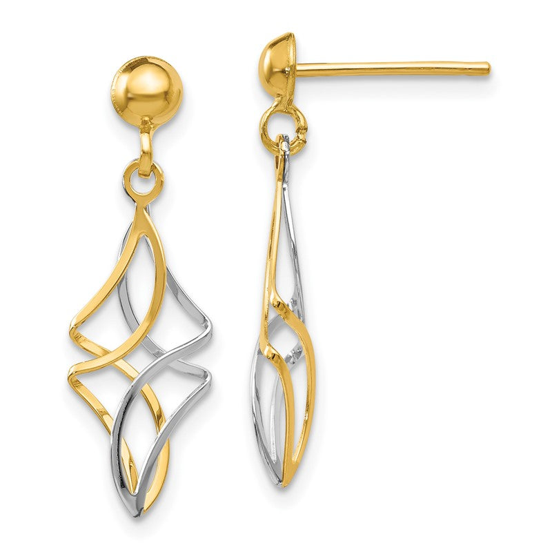 14k Two-tone Fancy Dangle Post Earrings TL971