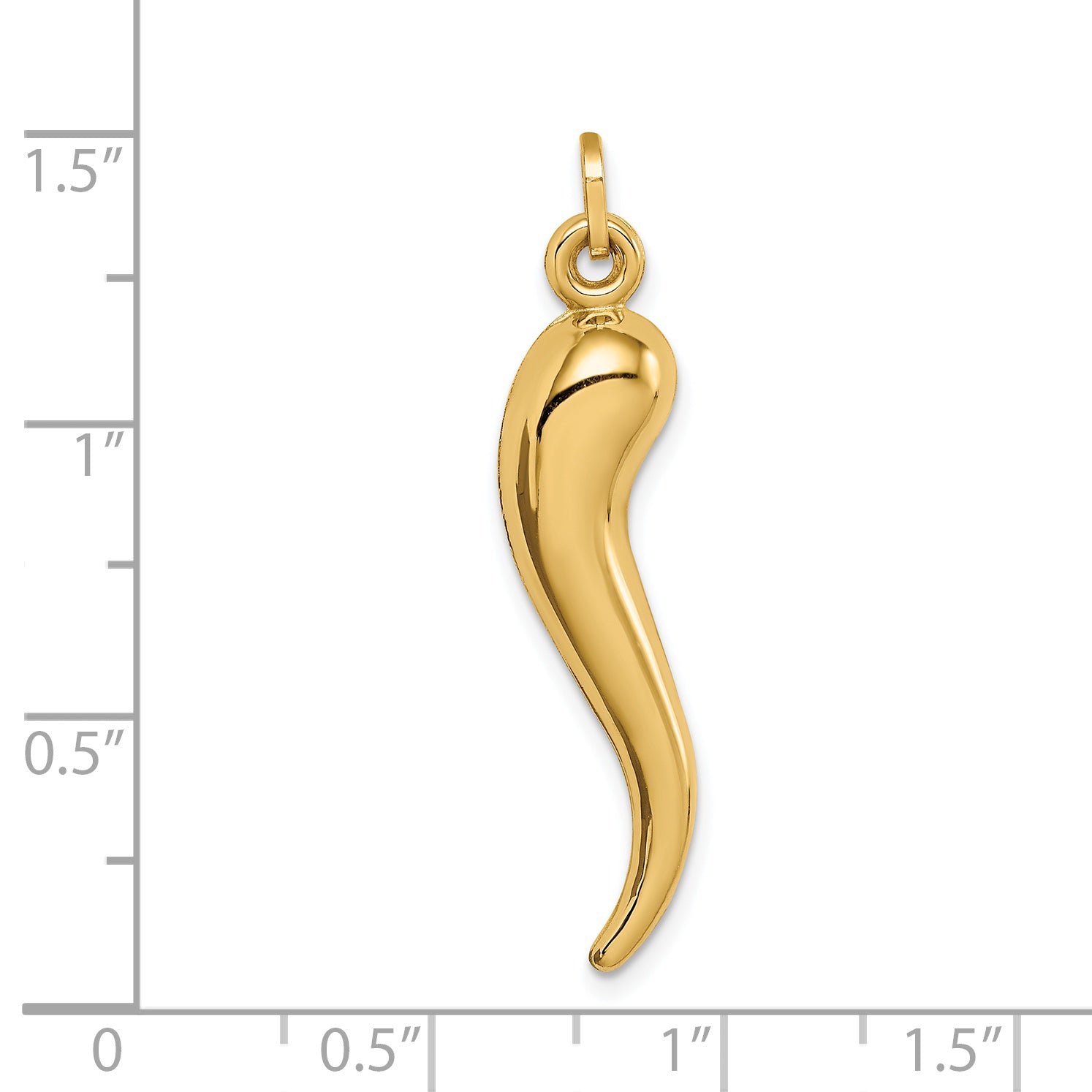 14k Hollow 3-D Italian Horn Charm YC1096