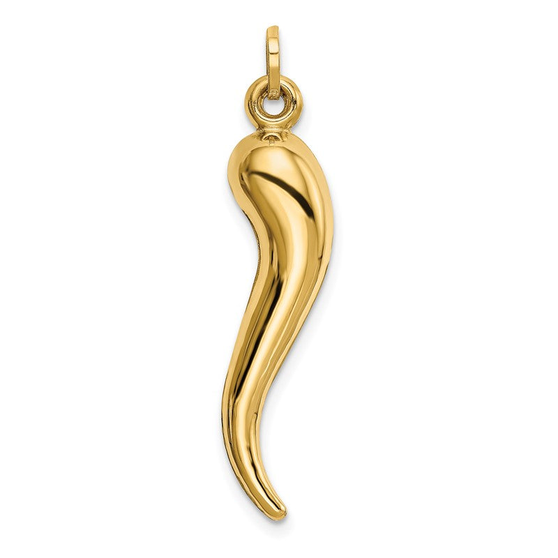 14k Hollow 3-D Italian Horn Charm YC1096