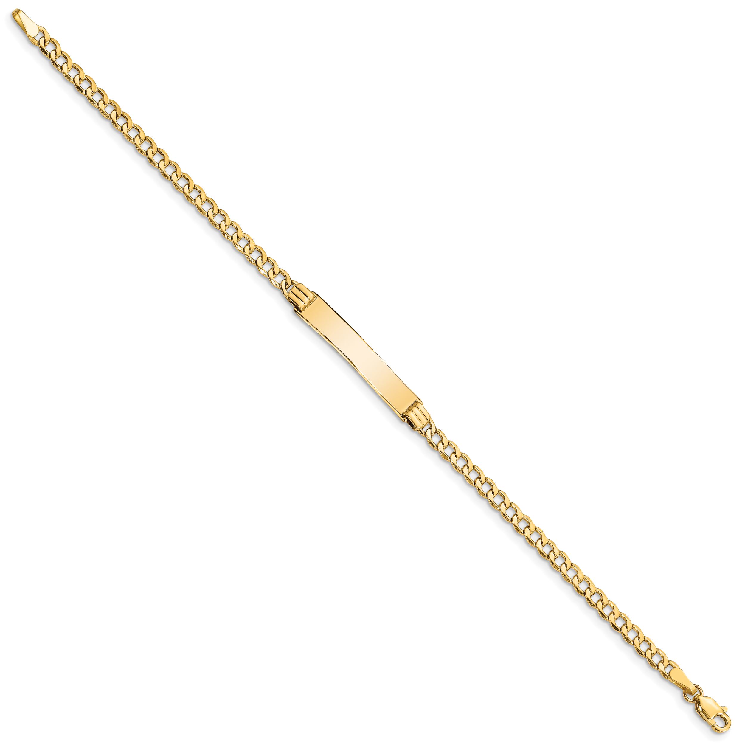 14k Polished Semi-Solid Chain/Solid Plate Cuban Link 25.5x5mm Plate 7 inch ID Bracelet DCID106
